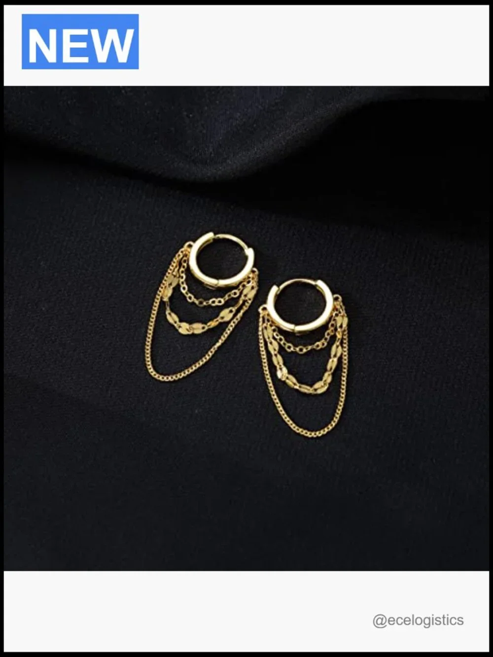 925 Sterling Silver Chain Drop Hoop Earrings for Teens